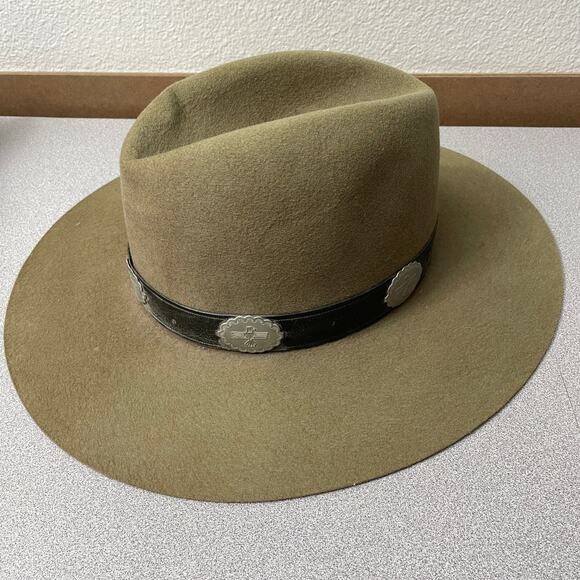 Dorfman Pacific Gunslinger Hat Green Wool Felt Leather Band Concho Thunderbird 7 - Picture 2 of 14